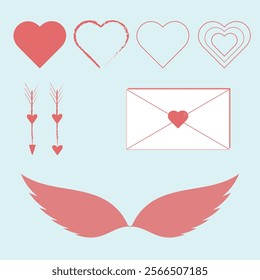 Vector elements for Valentine's Day. Romantic love elements. Valentine's day cute. Valentine's Day set