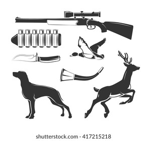 Vector elements for vintage hunting club vector labels, logos, emblems set. Emblem badge for hunting, logo element huntong club illustration