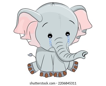 animal vectorial elefante que está triste y derrama lágrimas