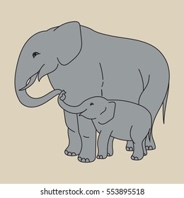 vector of elephant with baby
