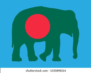 Vector elephant with Bangladesh Flag