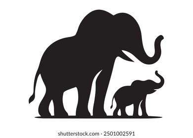 Vector Elefante Imagen de silueta negra con fondo blanco
