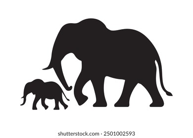 Vector Elefante Imagen de silueta negra con fondo blanco