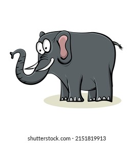 Vector elephant cartoon illustration isolated on a white background.