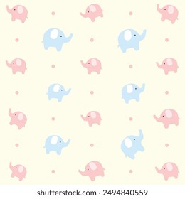 Vector Elephant Childish Colorful Seamless Pattern Background for Kids