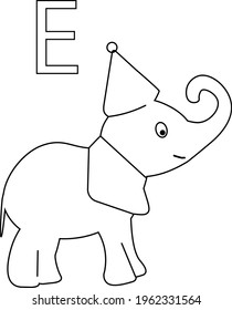 vector Elephant Coloring Book for kids . black outline drawing, blank for printing, design, children's book