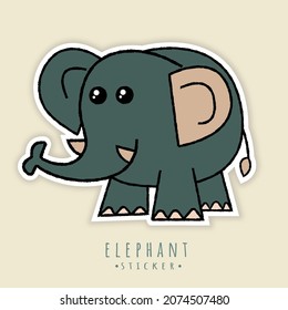 Palo lindo del elefante vectorial aislado en fondo amarillo claro. Caricaturas de animales dibujadas a mano para revistas, libros, afiches, tarjetas, páginas web.