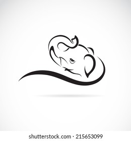 Vector of an elephant design on white background, Animal. Wildlife. Easy editable layered vector illustration.