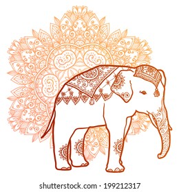 Vector elephant in ethnic mehndi style