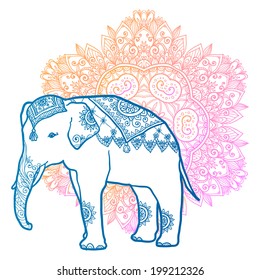 Vector elephant in ethnic style