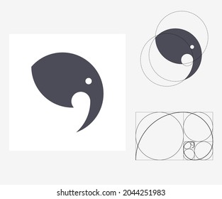 Vector elephant in golden ratio style
