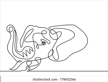 Vector of elephant head - continuous line drawing