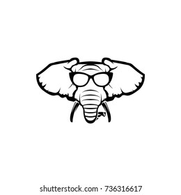 Vector elephant head, face  for retro hipster logos, emblems, badges, labels template and t-shirt vintage design element. Isolated on white background