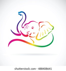 Vector of elephant head on white background. Animal design. Elephant Logo