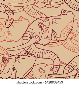 Vector elephant head pattern. for fabric or wallpaper design