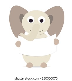 Vector elephant holding a blank sign