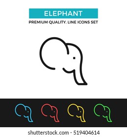 Icono de elefante de Vector. Diseño gráfico de calidad Premium. Signos modernos, colección de símbolos de contorno, iconos de línea delgada simple establecidos para Sitios web, Diseño web, App móvil, infografías