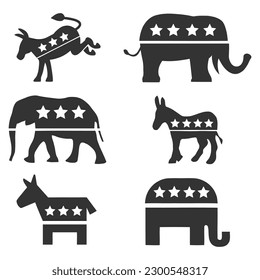 vector elephant icons collection set