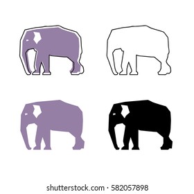 Vector elephant illustration. Wild animal. Elephant geometrical icon collection, good for park, zoo, reserve, pet shop, touristic, safari traveling company, kid toys store.
