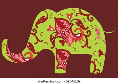 Vector elephant with indian ornament