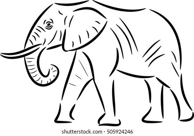 Vector Elephant Line Art Stock Vector (Royalty Free) 505924246 ...