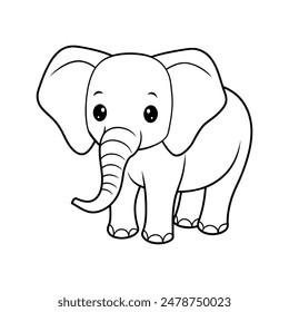 vector elephant line art illustration