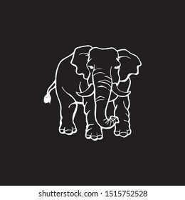 vector elephant logo in an abstract style. With a black background.