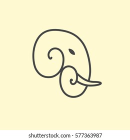 Vector Elephant logo design. Line art