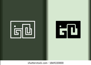 Vector of elephant logo design linear and silhouette icon minimal style. Creative simple animal on green background for artwork. Modern flat icon elephant head square shape graphic illustration.