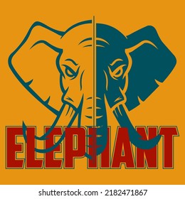 Vector elephant logo with natural color