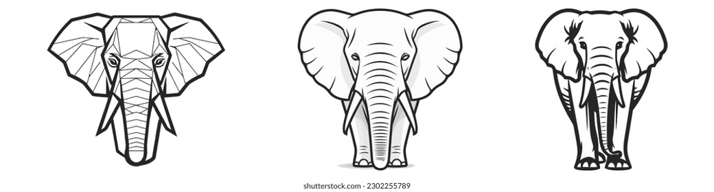 Vector elephant logo set. Elephant icon on white background.