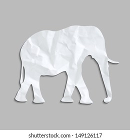 Vector Elephant made of creased paper