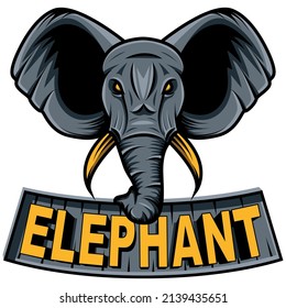 Vektor-Elefant-Logo-Design mit moderner Illustration für Abzeichen-, Emblem- und T-Shirt-Druck. wütende Elefantengrafik.