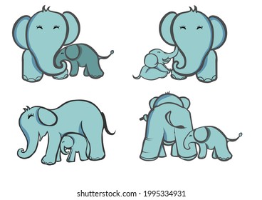 vector elephant mother and child work