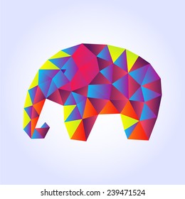 A vector elephant in a polygon style