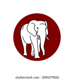 Vector de un elefante con círculo rojo sobre fondo blanco, Pet. Animales. concepto de logotipo. logotipo de arte de línea