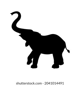 Vector Elephant Silhouette On White Background