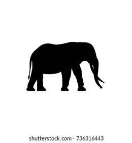 Vector elephant silhouette view side for retro logos, emblems, badges, labels template vintage design element. Isolated on white background