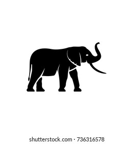 Vector elephant silhouette view side for retro logos, emblems, badges, labels template vintage design element. Isolated on white background
