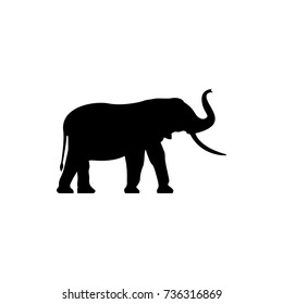 Vector elephant silhouette view side for retro logos, emblems, badges, labels template vintage design element. Isolated on white background