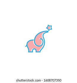 VECTOR OF ELEPHANT AND STAR LOGO WITH PINK COLOR