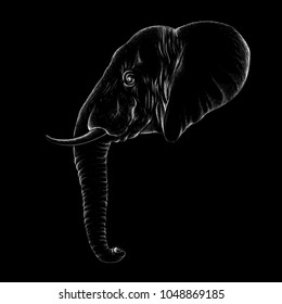 The vector elephant for tattoo or T-shirt design or outwear.  Cute print style dog  or elephant background.