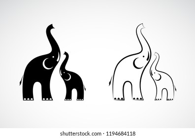 Vector of elephants design on white background, Wild Animals, Easy editable layered vector illustration.