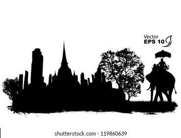 vector of elephants in thailand