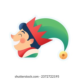 Vector Elf Christmas Art Deco Retro Illustration Isolated
