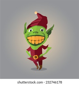 vector elf with a huge smile on his face