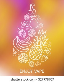 Vector E-Liquid Illustration Of Different Flavor. Enjoy Vape