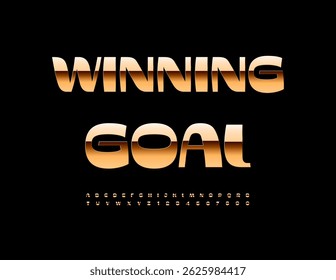 Vector Elite flyer Winner Goal. Trendy Gold Font. Premium Fashion Alphabet Letters and Numbers set