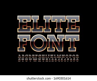  Vektorillustration Elite Font. Chic Black and Gold Alphabet Letters and Numbers.