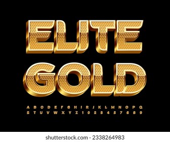 Vektor Elite Gold Font. Luxus 3D Alphabet Buchstaben und Zahlen.